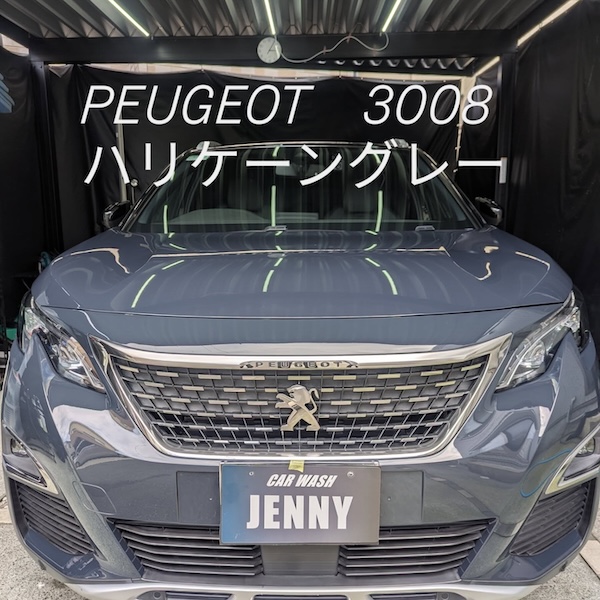 PEUGEOT 3008 ハリケーングレー 洗車前 正面 広島市南区Car Wash Jenny